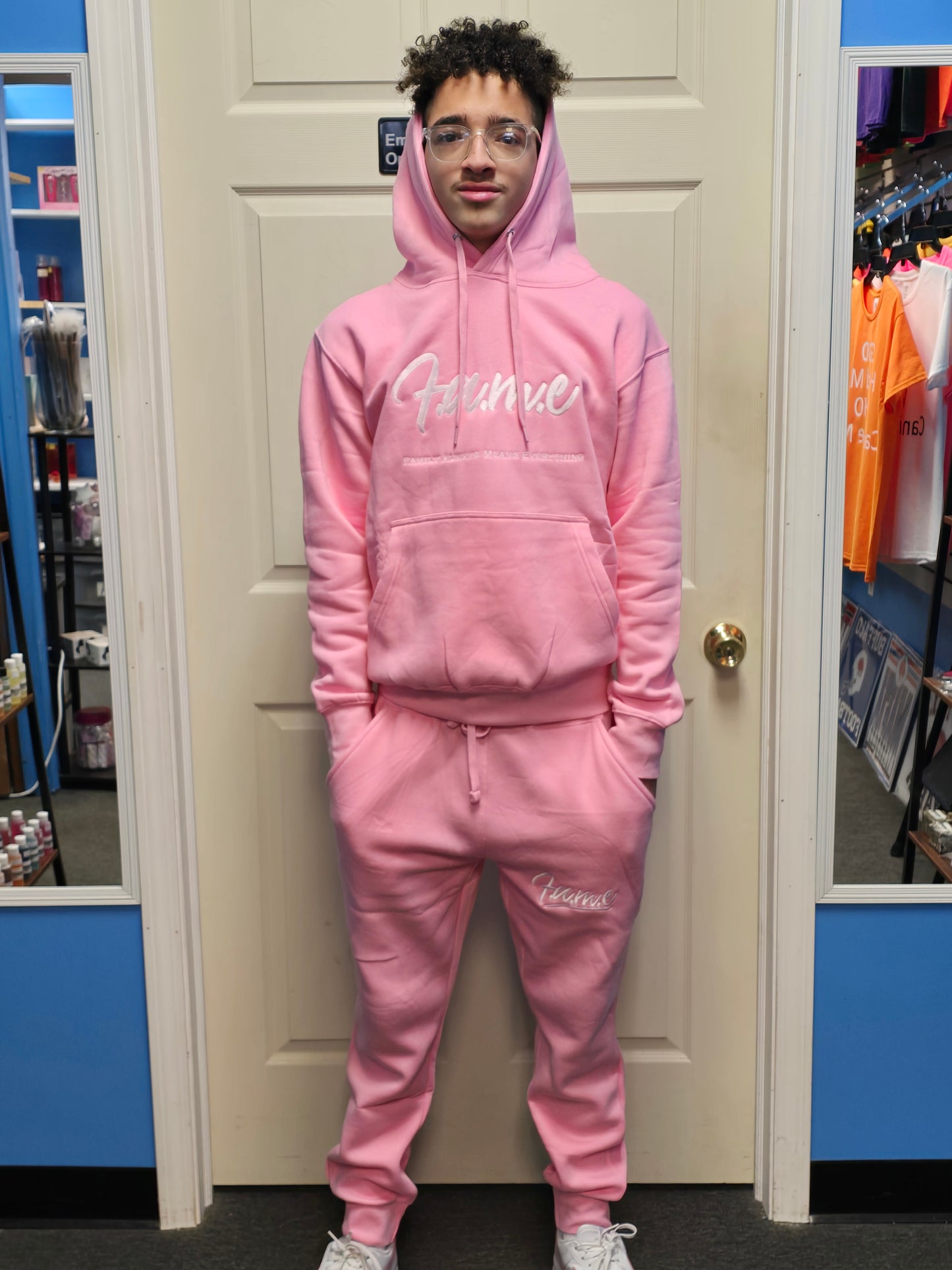 Light Pink (FAME) Embroidered Sweatsuit